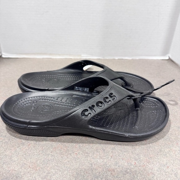 New Crocs Black Unisex Baya Flip Flops Size W8 M6 - Picture 1 of 7